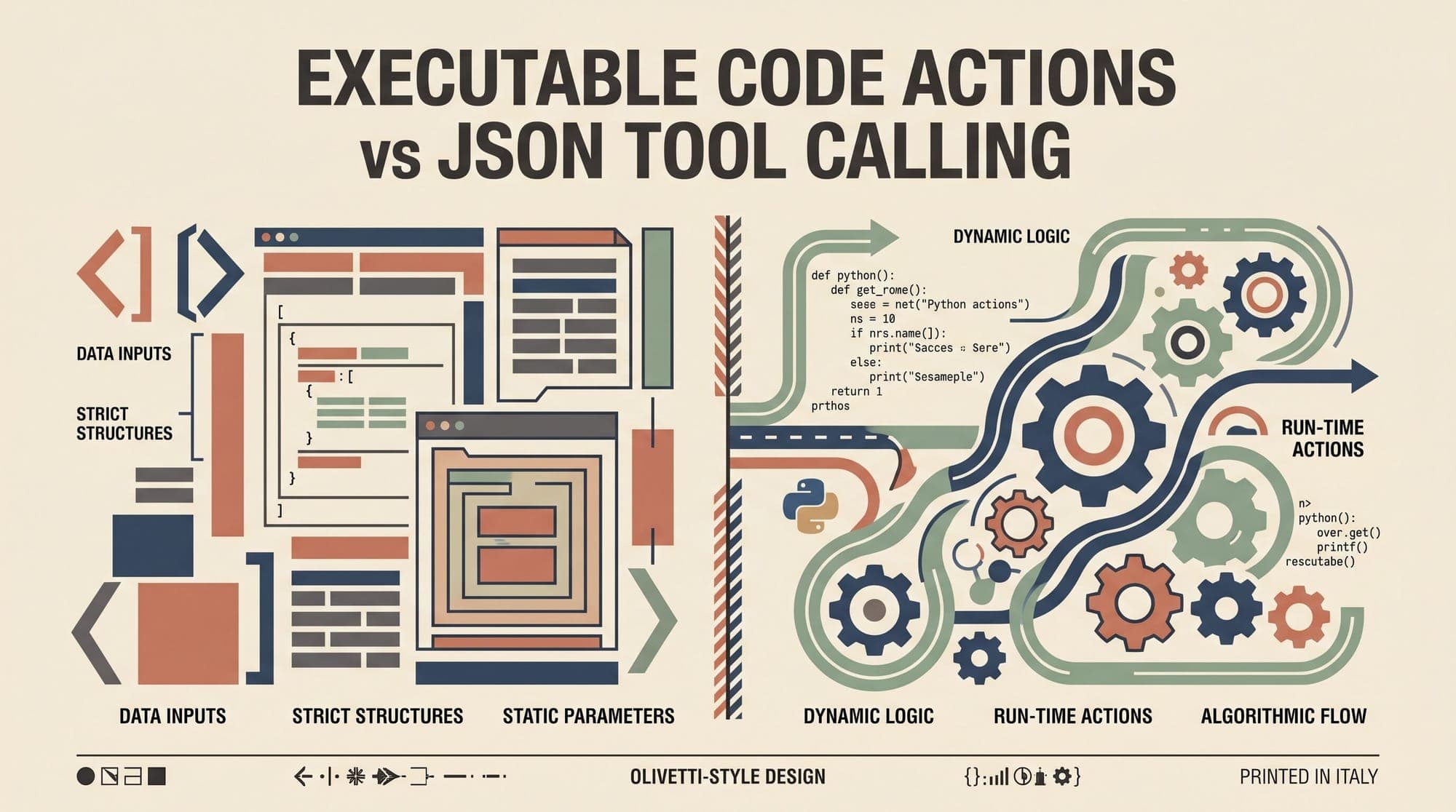 Executable Code Actions vs. JSON Tool Calling: Architecture, Token Economics, Sandboxing, and Expressivity in Production AI Agents