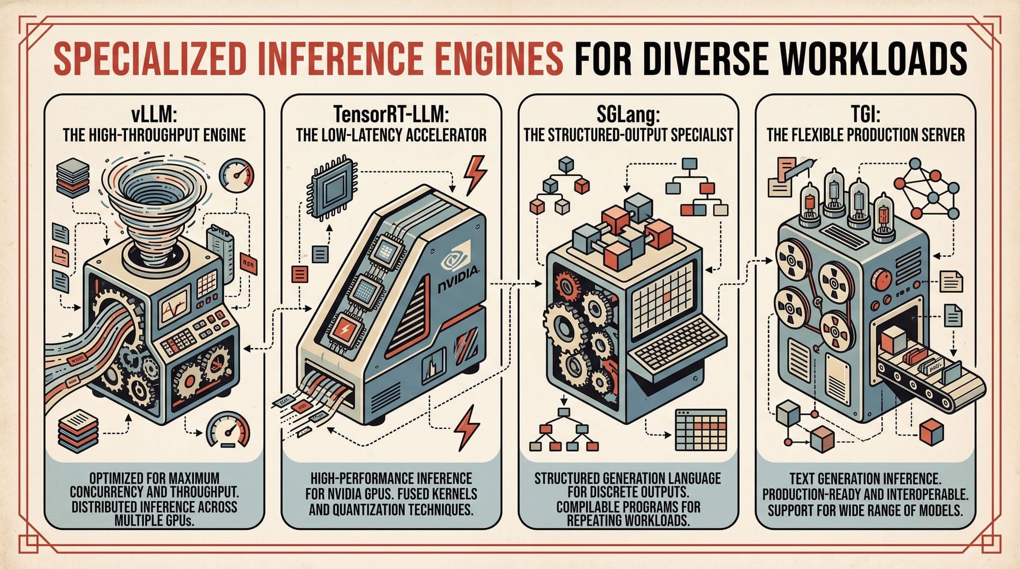 LLM Inference Engines in 2026: Matching vLLM, TensorRT-LLM, SGLang, and TGI to Your Production Workload