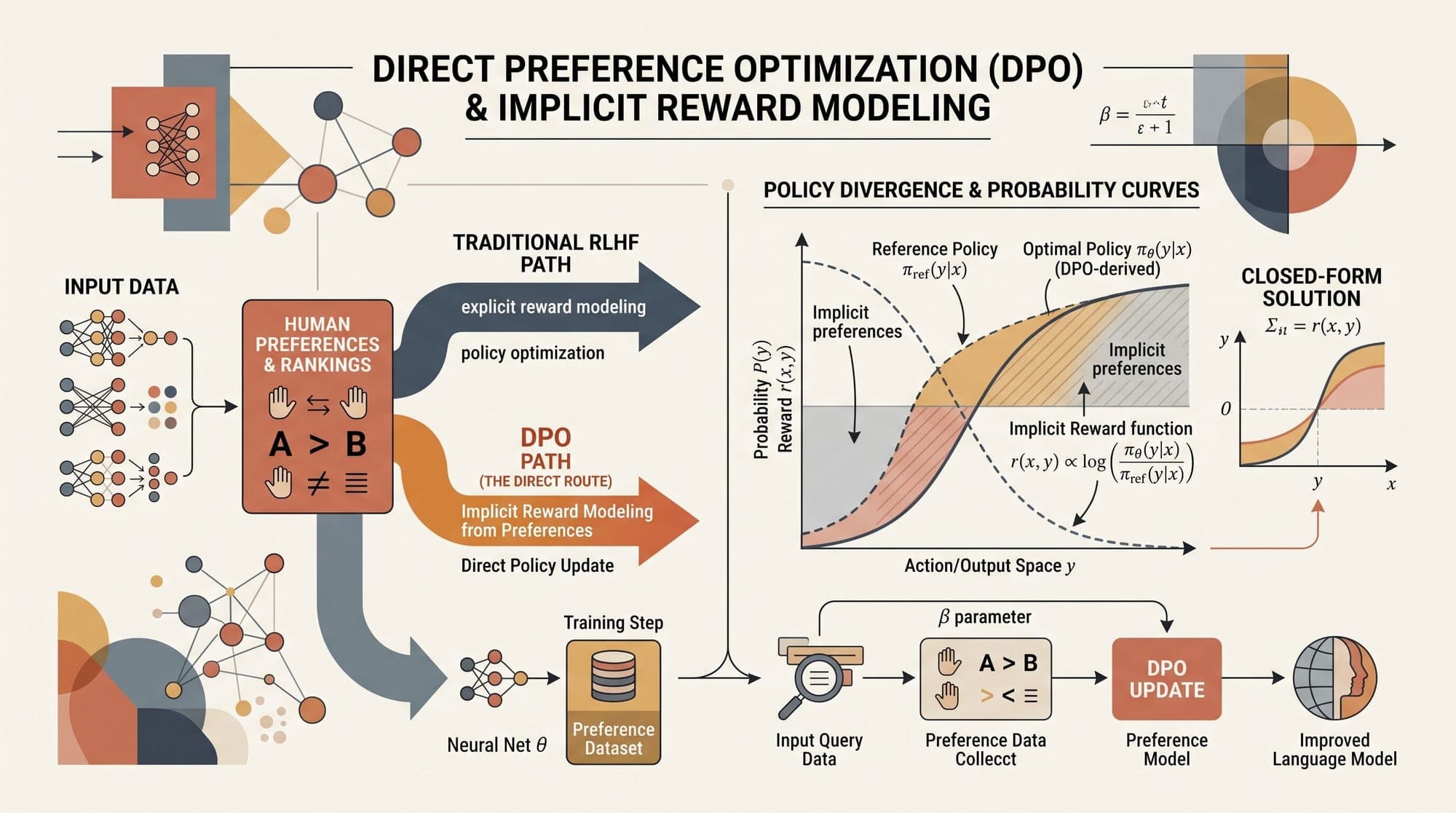 Direct Preference Optimization (DPO): Mathematical Foundations, Implicit Reward Derivation, Closed-Form Bradley-Terry Equivalence, and Reference Policy Regularization