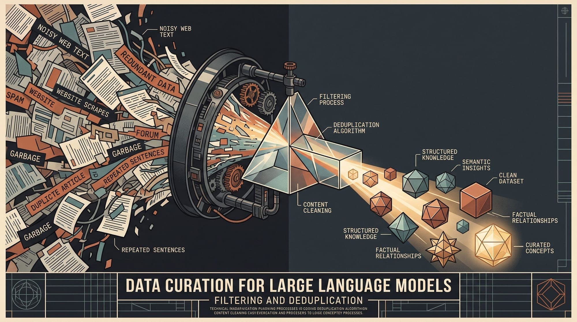 Data Filtering and Deduplication in Large Language Models: How Heuristics, MinHash LSH, SemDeDup, and Quality Classifiers Curate Pre-Training Corpora